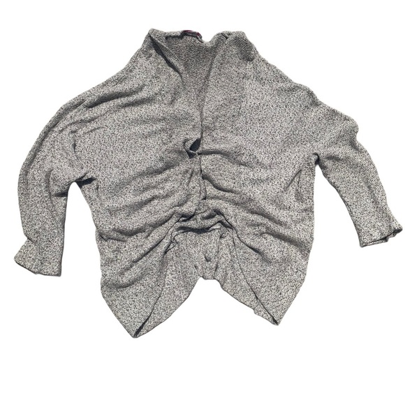 Pretty Young Thing Grey & Cream Marled Open Knit Cardigan - Size Large - Picture 1 of 6